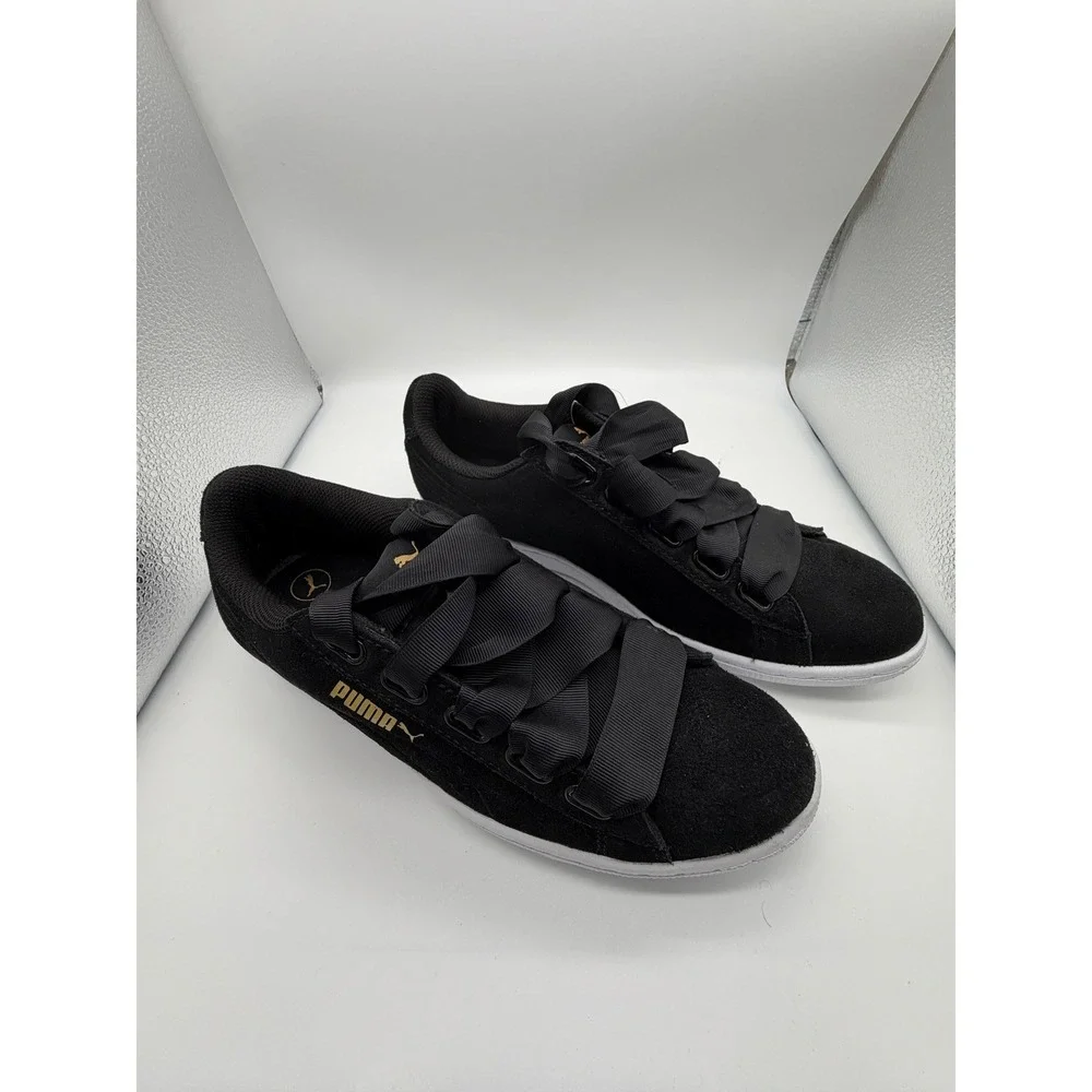 Puma Vikky Ribbon Women's 8.5 Black Solid Regular Fit Modern Elegant Coquette